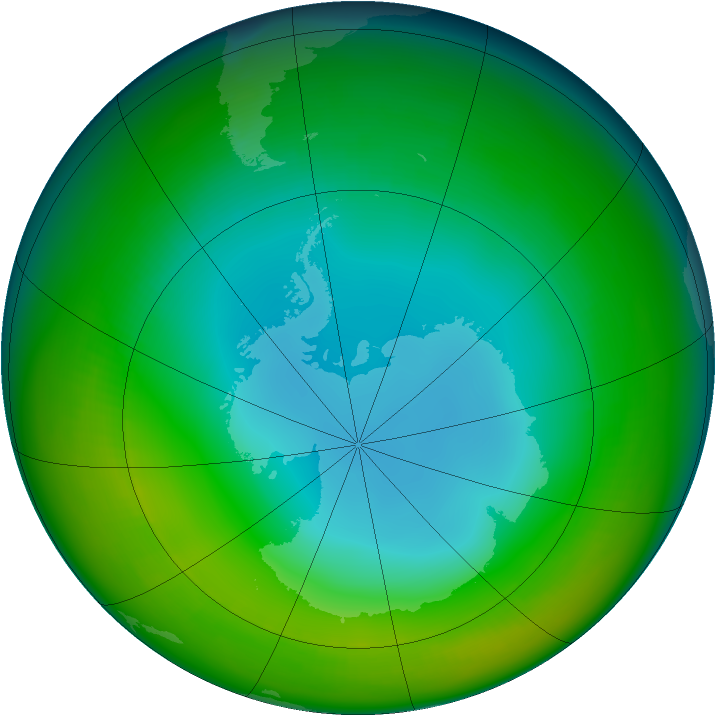 Antarctic ozone map for June 1984